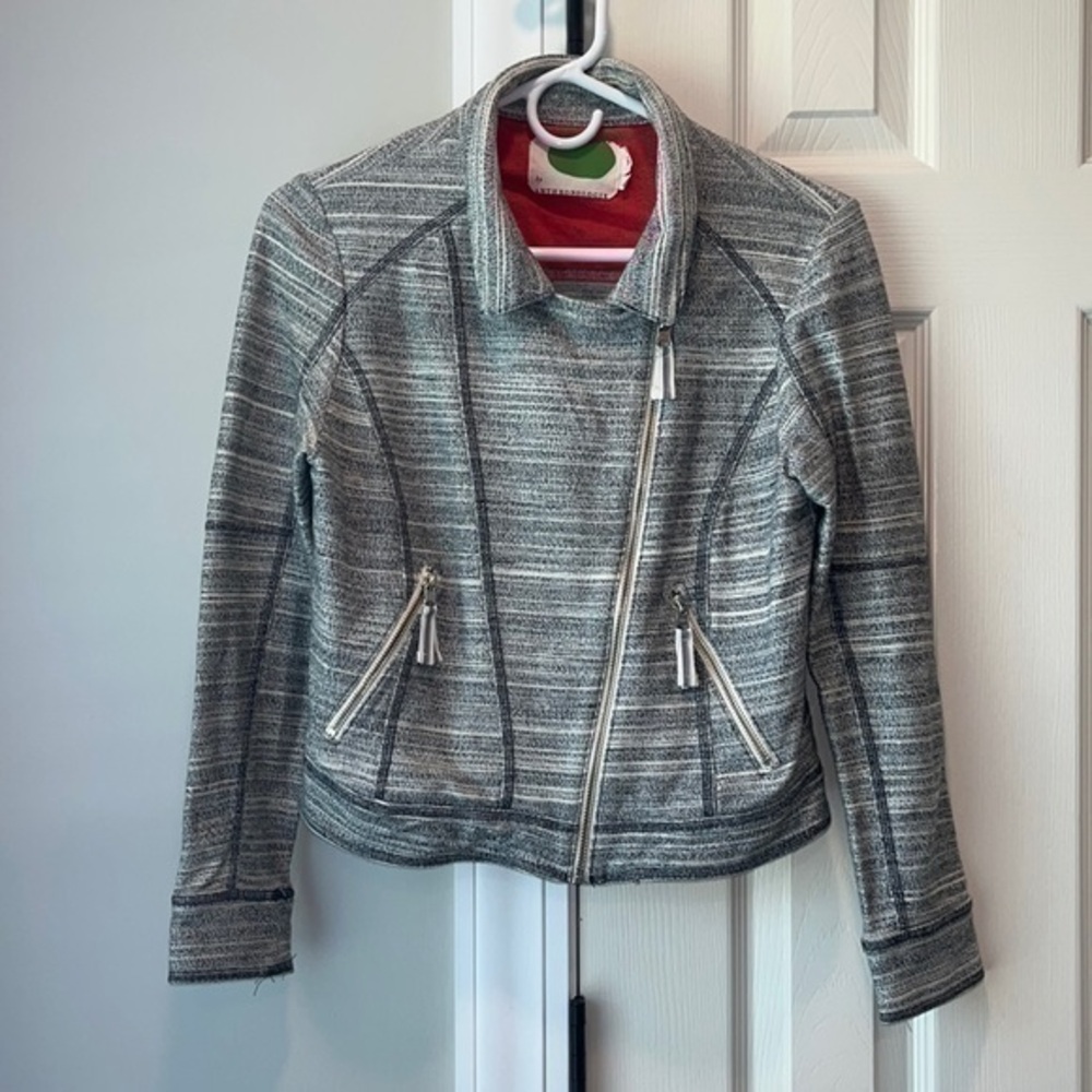 Anthropologie Gray Full Zip Moto Jacket